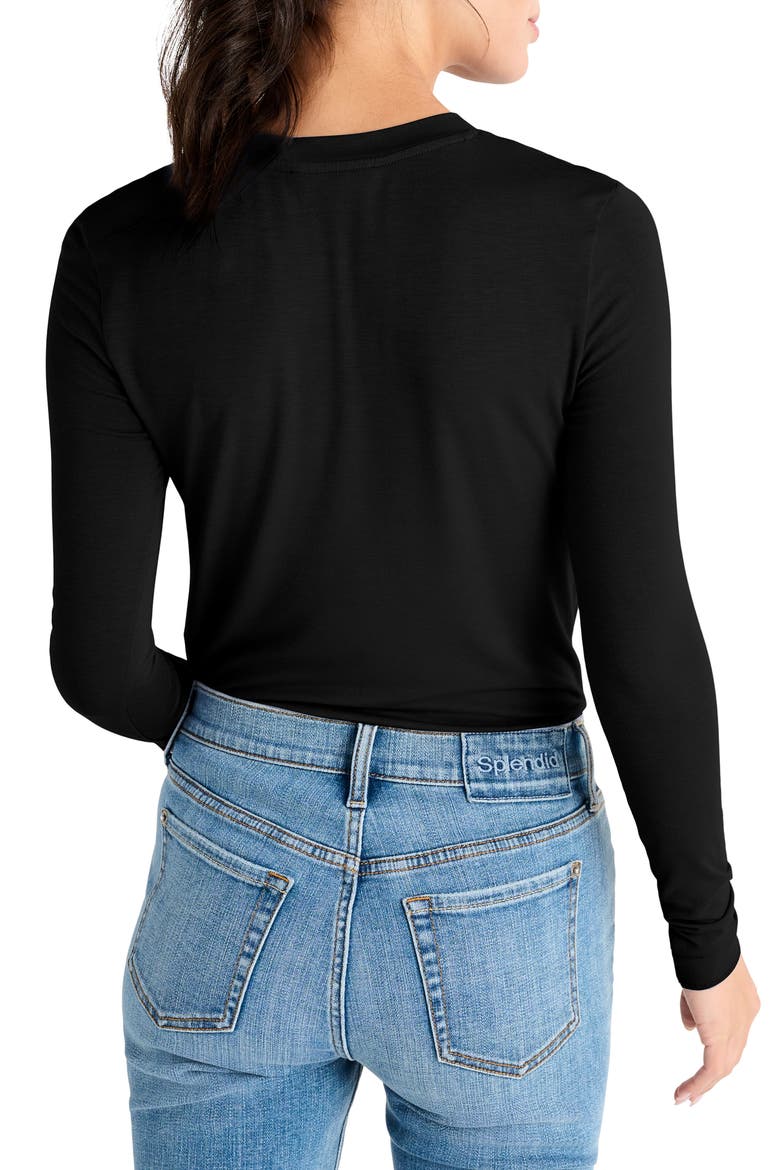 Long Sleeve Crewneck T-Shirt, Alternate, color, BLACK