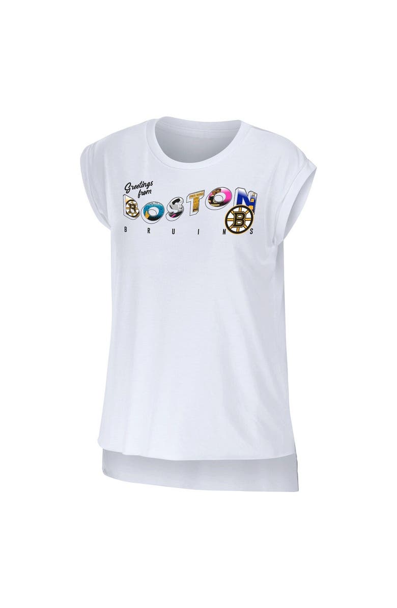 WEAR by Erin Andrews Women's WEAR by Erin Andrews White Boston Bruins Greetings From Muscle T-Shirt, Alternate, color, White