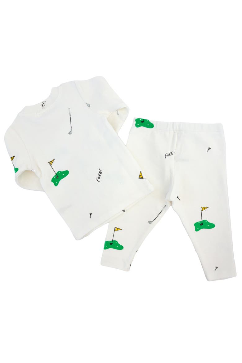 Golf Print Two Piece Set, Alternate, color, Cream