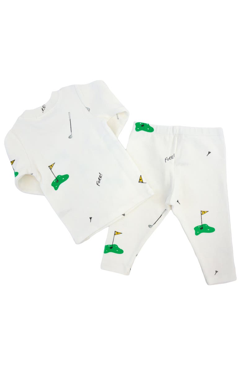 oh baby! Golf Print Two Piece Set, Alternate, color, Cream
