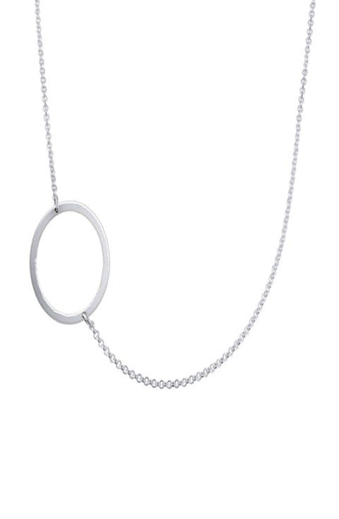 Sideways Initial Necklace in Sterling Silver