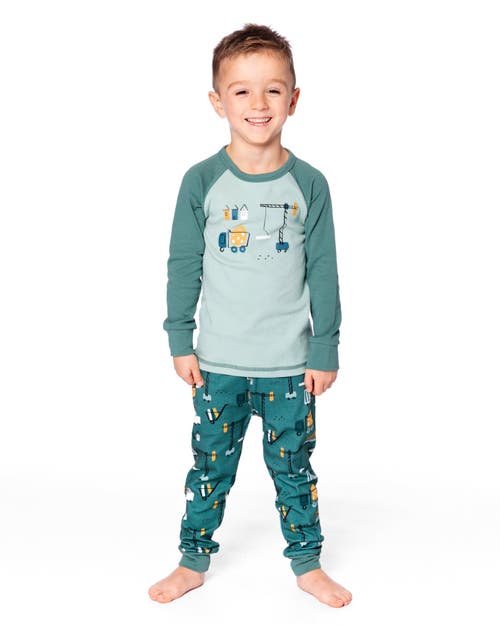 Deux Par Deux Two-piece Organic Cotton Pajama Set Construction In Blue