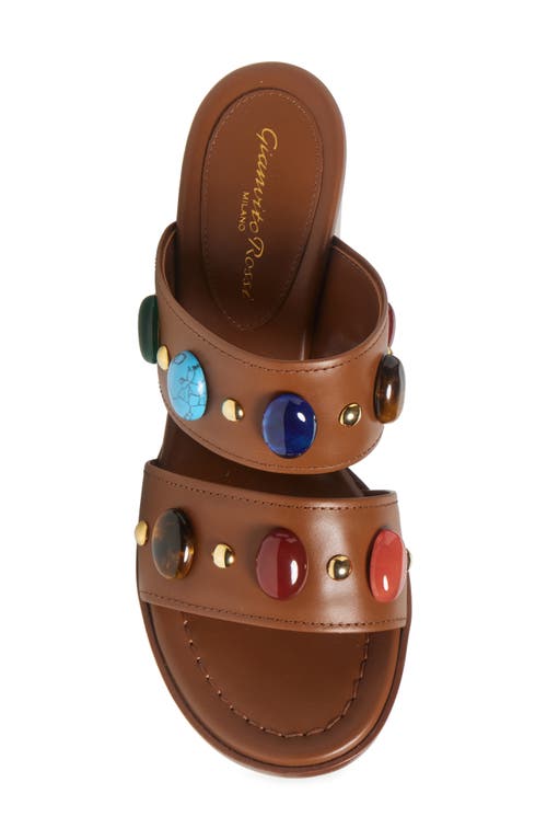 Gianvito Rossi Pebble Crystal Embellished Sandal In Cuoio