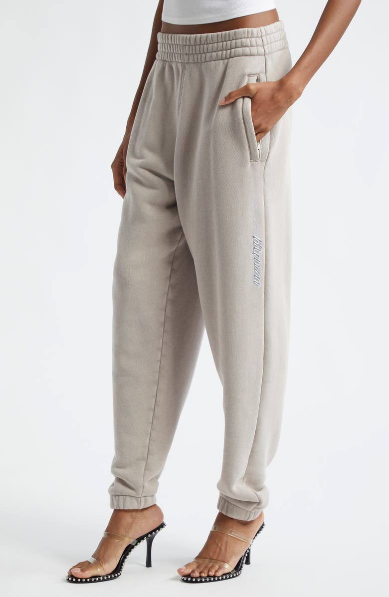 Alexander Wang Flame Logo Cotton French Terry Sweatpants, Alternate, color,