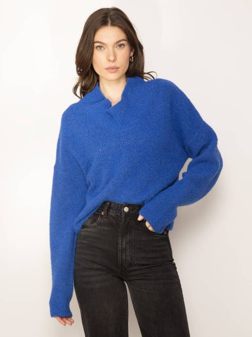 Central Park West Hugo Cabled Turtleneck In Cobalt