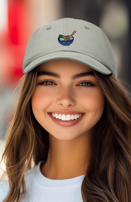 Dalix Noodles Embroidered Casual Cap In Washed Stone White