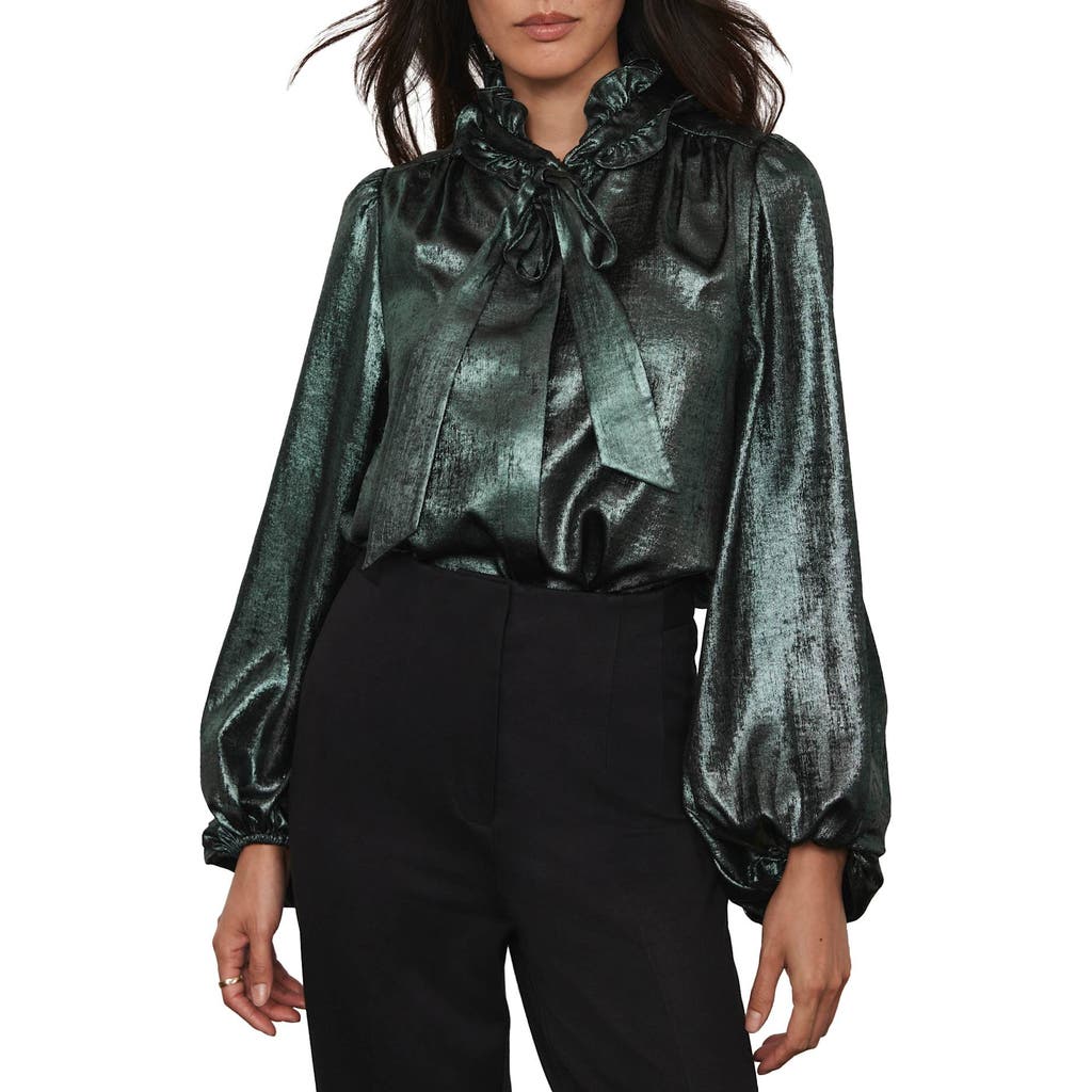 Mint Velvet Metallic Bow Blouse In Green