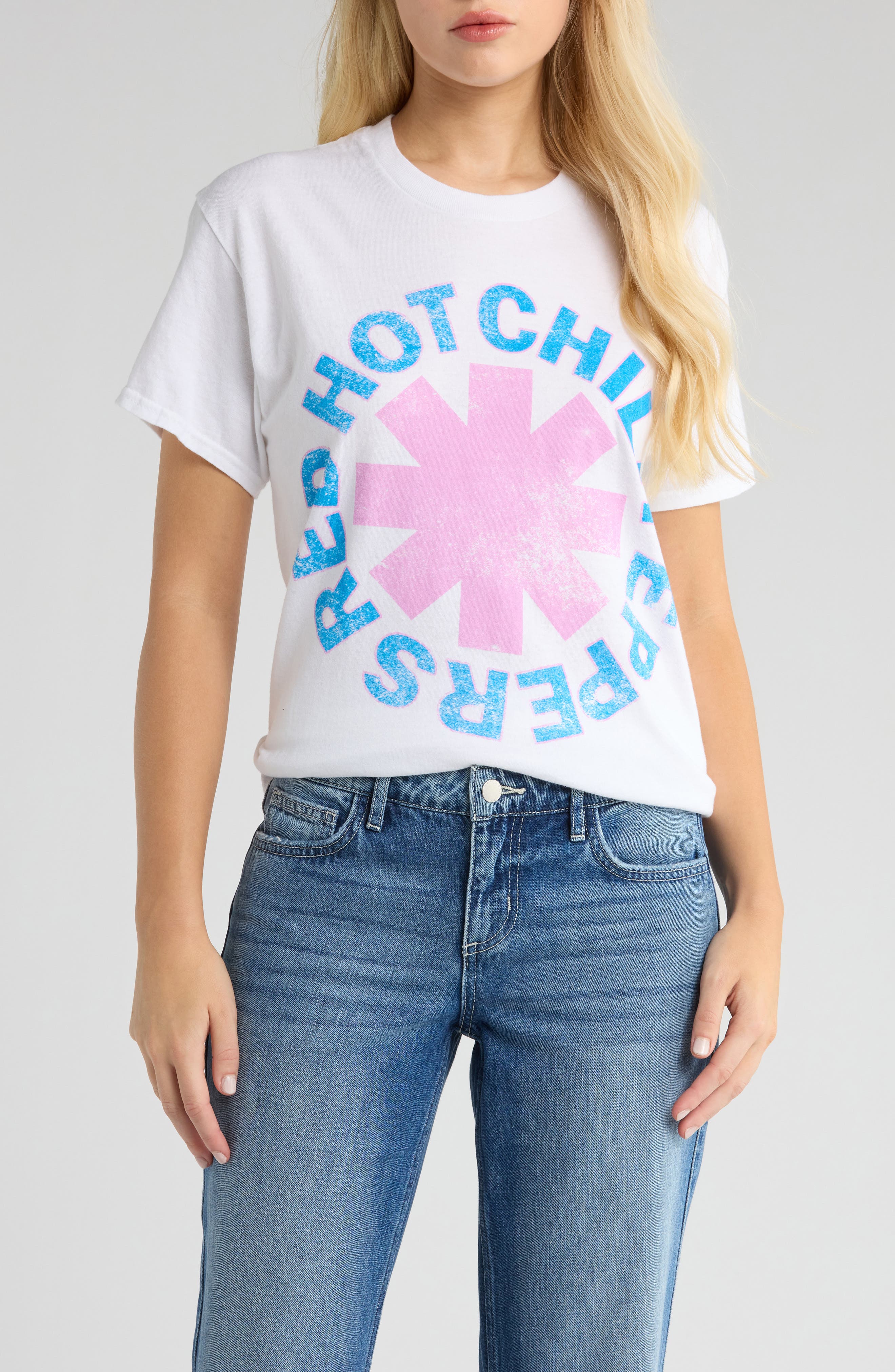 Merch Traffic Red Hot Chili Peppers Oversize Graphic T-Shirt in White 