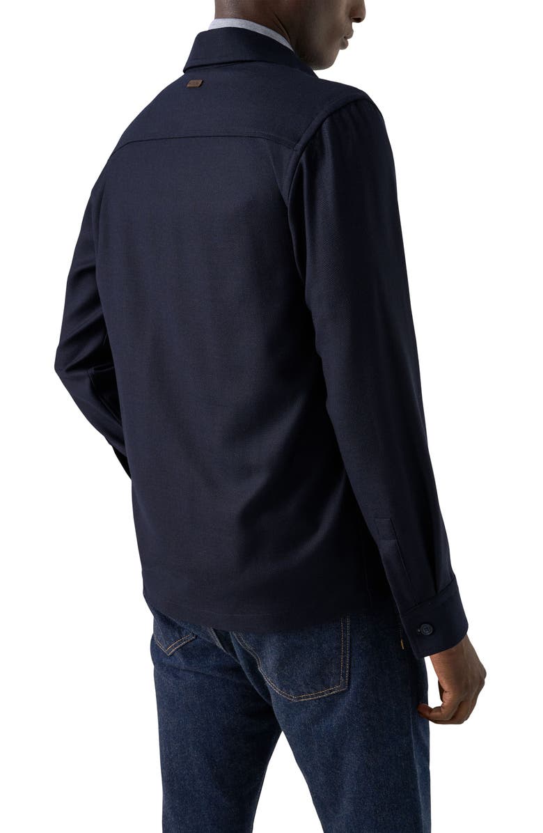 Eton Woven Wool & Cashmere Button-Up Overshirt, Alternate, color, Navy