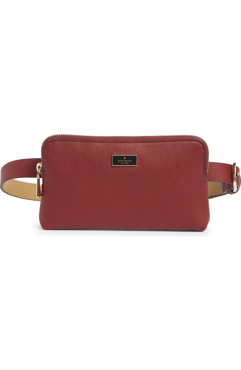 Kate Spade New York saffiano top zip belt bag, Main, color, Deep Lipstick