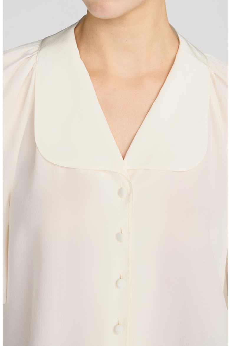 Gala Silk Short Sleeve Shirt, Alternate, color, CREAM