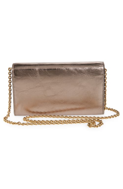 Chloé Iconic Metallic Leather Wallet On A Chain In 074 Shiny Grey