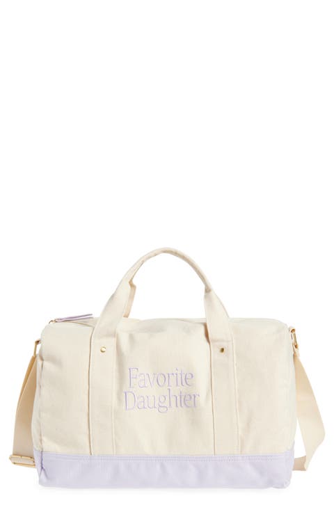 Logo Embroidered Canvas Duffle Bag