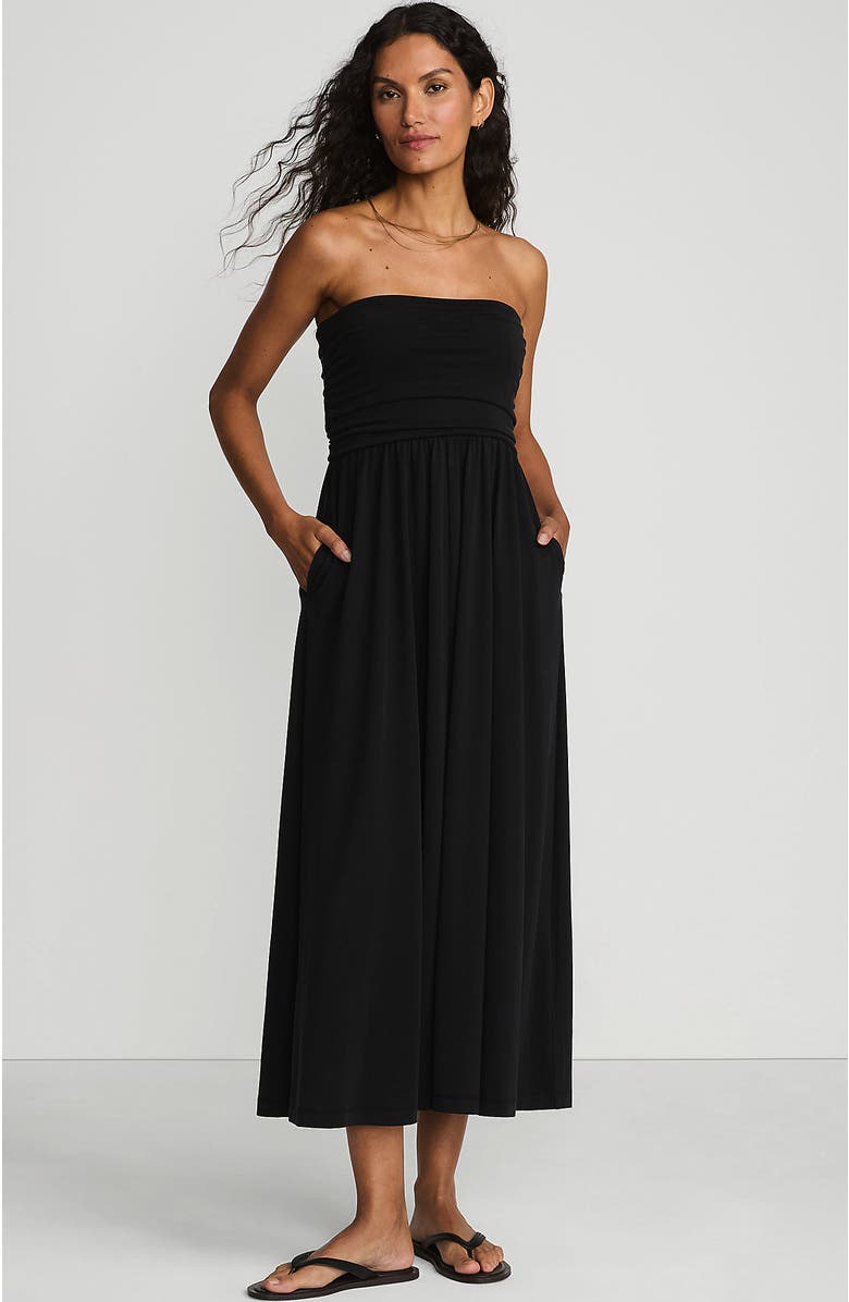 Lands' End Women's Cupro Bandeau Maxi Dress with Removable Straps, Alternate, color, 