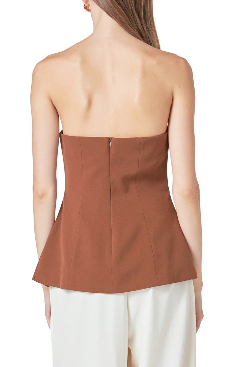 Button Strapless Top, Alternate, color, BROWN