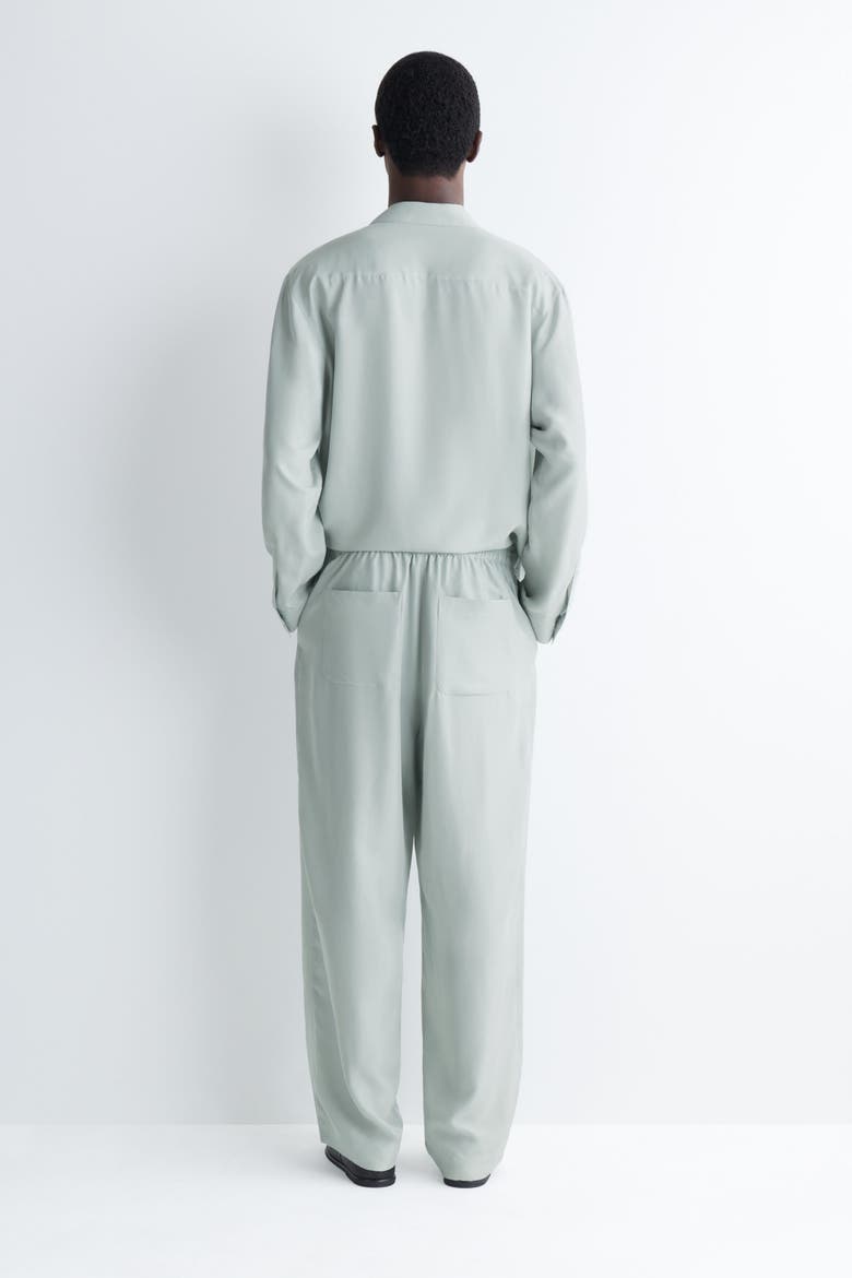 Silk Relaxed-fit Straight-leg Pants, Alternate, color, SAGE GREEN
