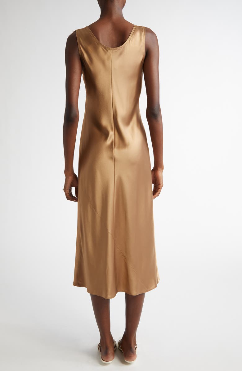 Max Mara Banjo Silk Satin Midi Dress, Alternate, color, Camel