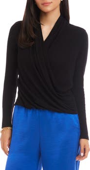 Karen Kane Drape Crossover Rib Top