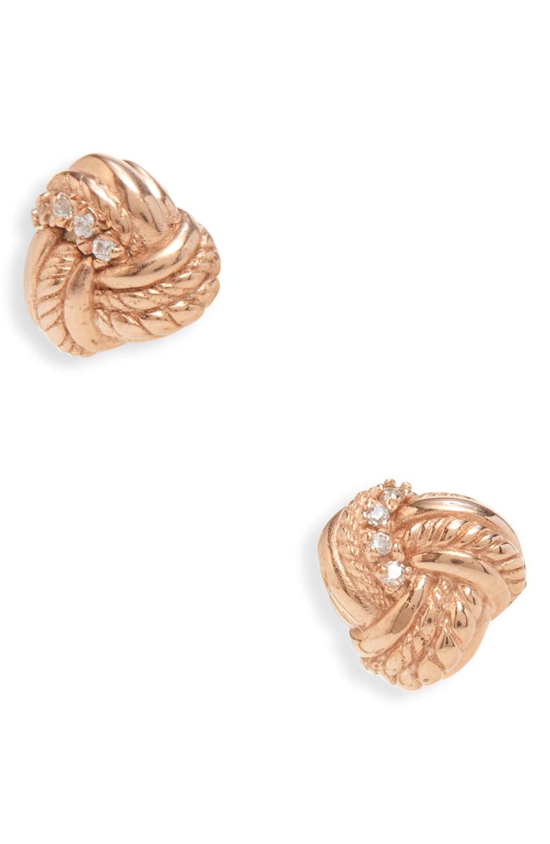 Bottega Veneta Knot Cubic Zirconia Stud Earrings, Main, color, Gold