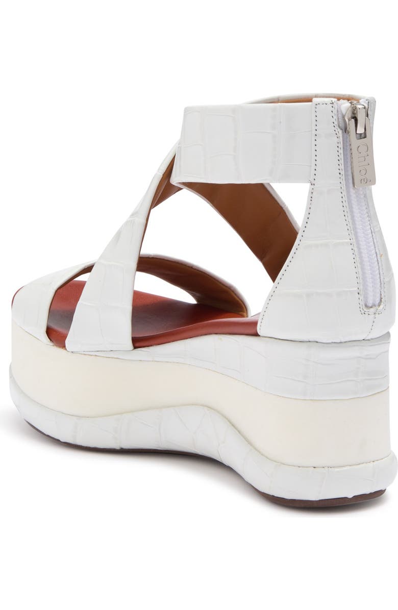Chloé Wave Croc Embossed Leather Platform Sandal, Alternate, color,