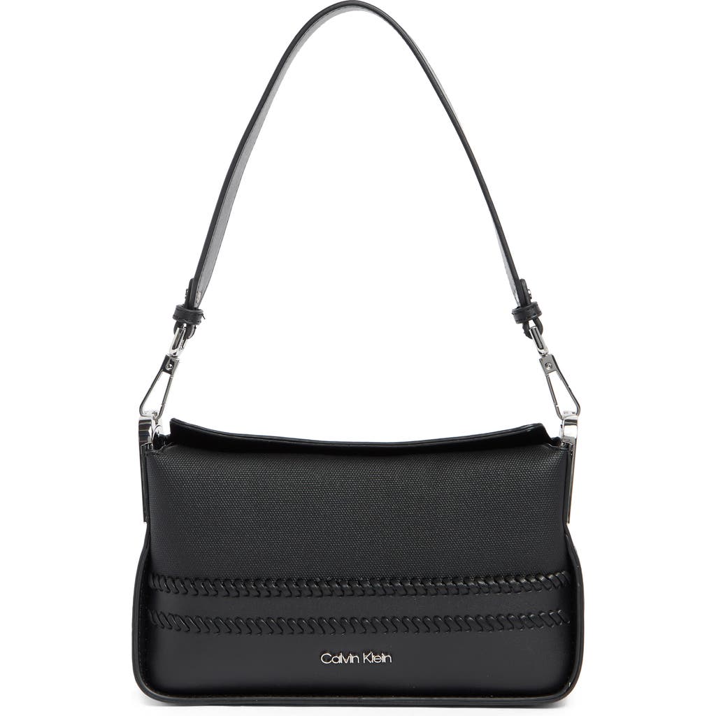 Calvin Klein Fay Whipstich Canvas Shoulder Bag In Black