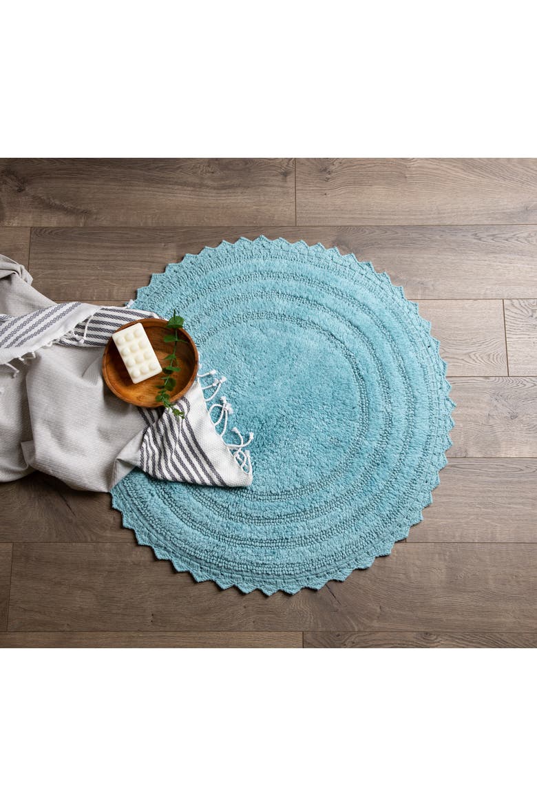 Round Crochet Bath Mat 27.5" Diameter, Alternate, color, Cameo Blue