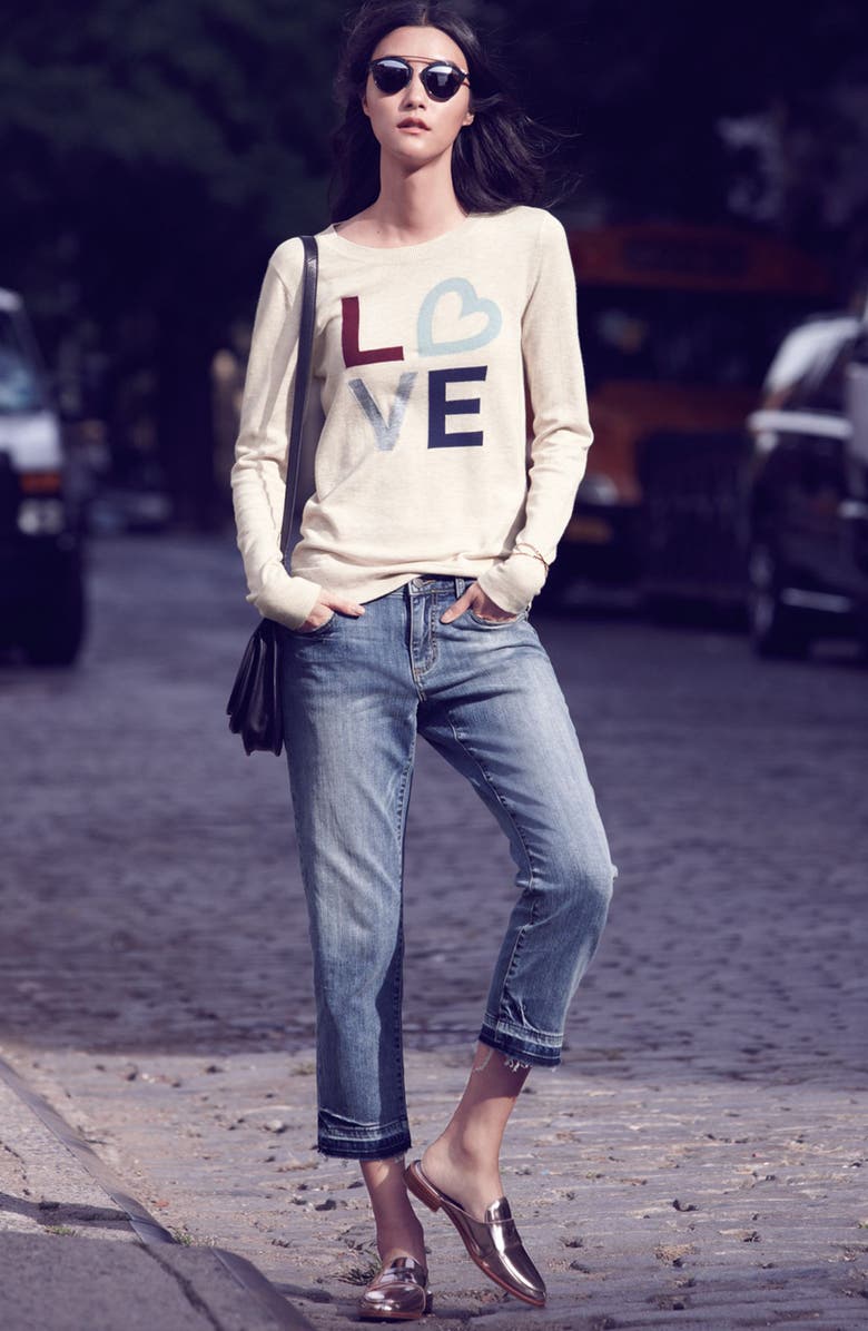 Caslon<sup>®</sup> Crop Release Hem Jeans, Alternate, color,