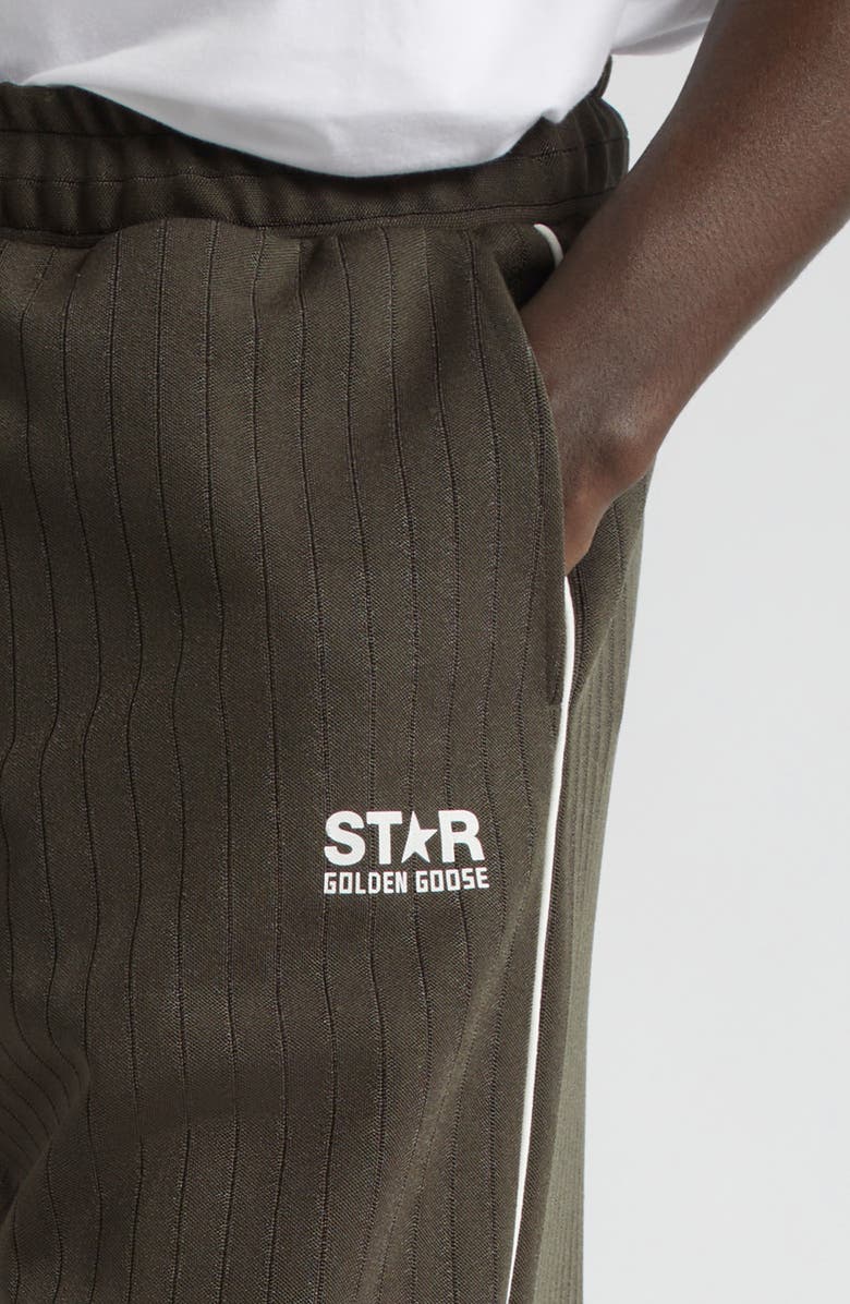 Golden Goose Star Wide Leg Track Pants, Alternate, color, Military Green/ Papyrus