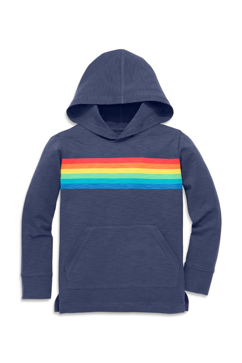 Kids Rainbow Banner T-Shirt Hoodie, Alternate, color, Sunwashed Navy Rainbow Banner