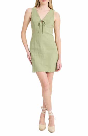 Sleeveless Linen Blend Sheath Dress