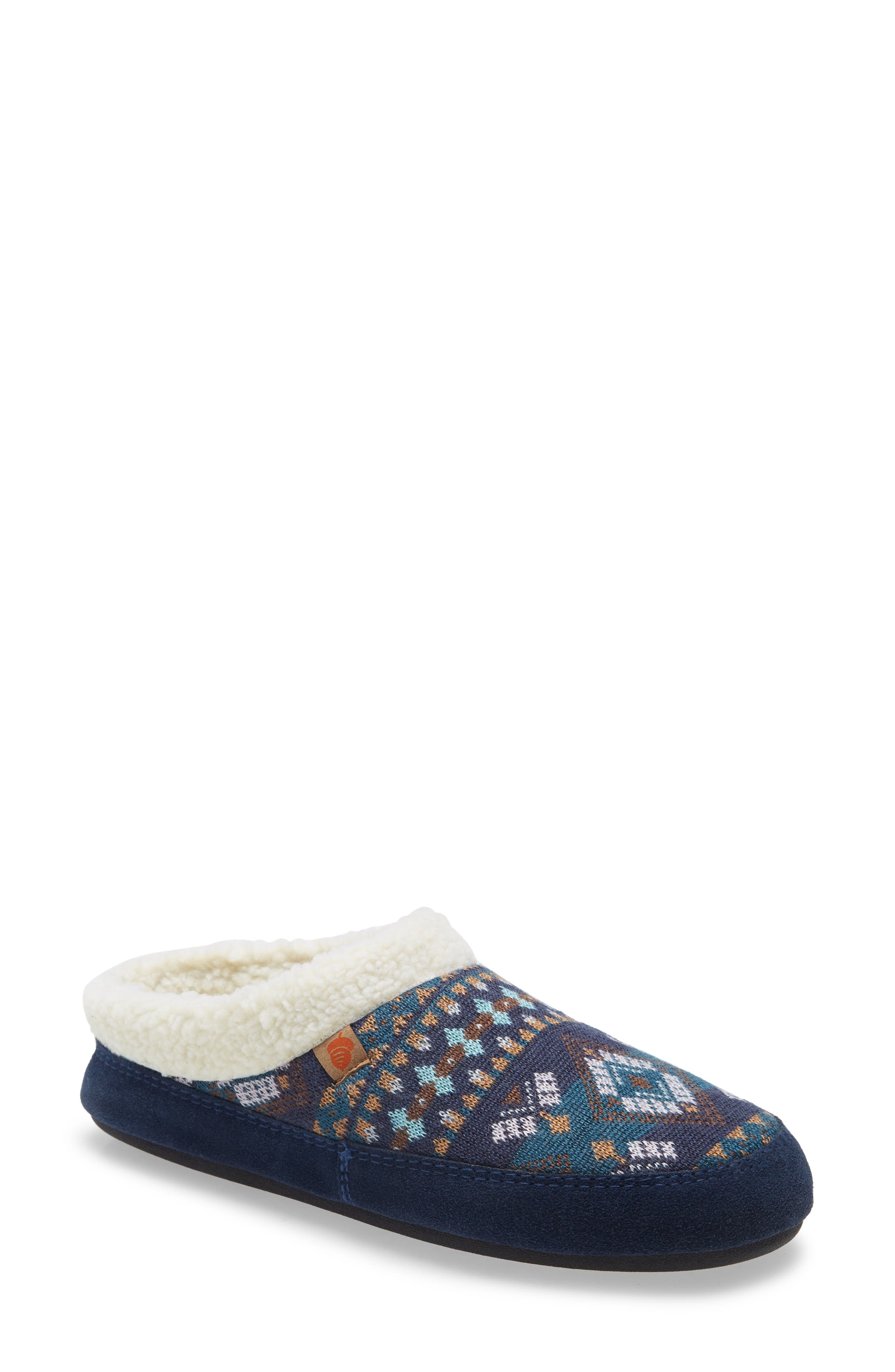 Fair Isle Hoodback Scuff Slipper, Main, color, BLUE MULTI