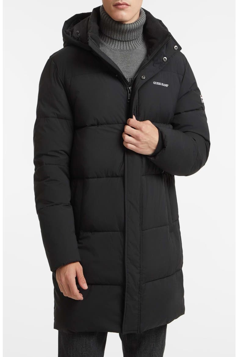 Mid Length Hooded Puffer Coat, Main, color, JBLACK-BLACK