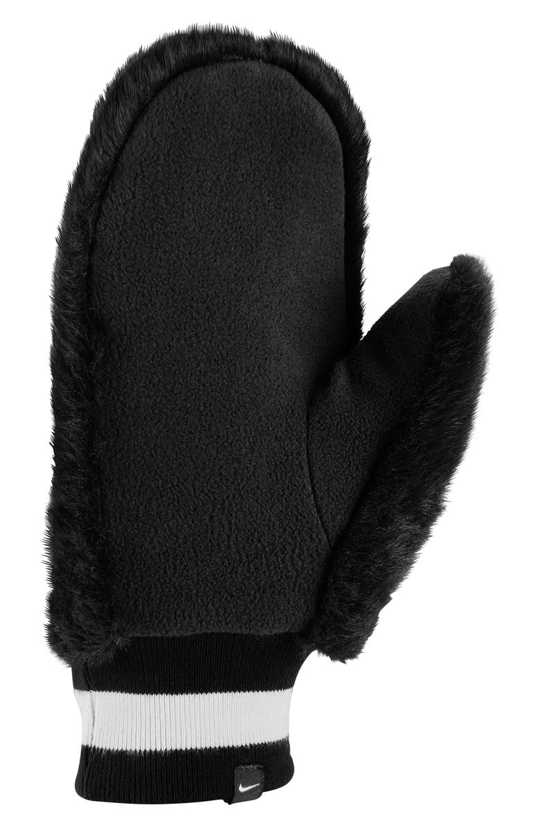 Nike Warm Faux Fur Mittens, Alternate, color, Black