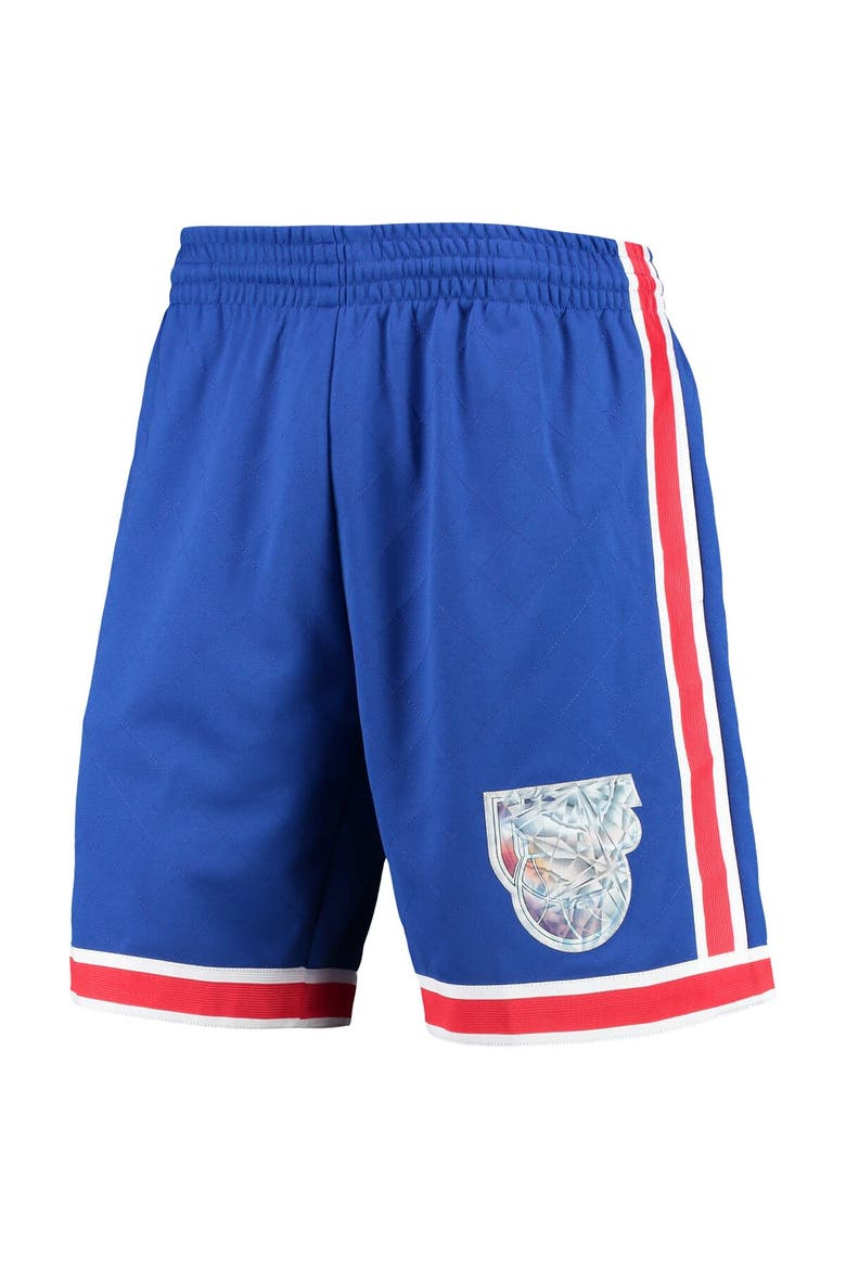 Men's Mitchell & Ness Blue New Jersey Nets 1993 Hardwood Classics 75th Anniversary Swingman Shorts, Alternate, color, Blue