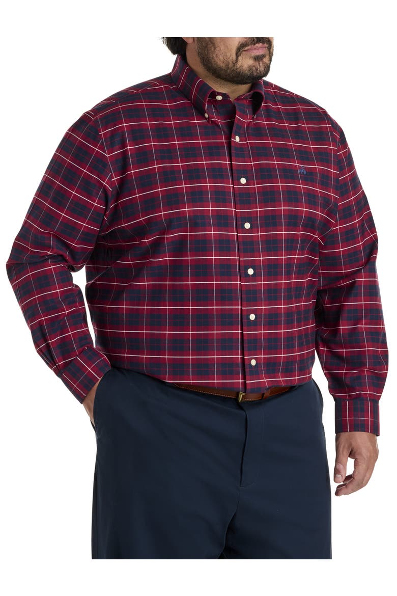 Big & Tall Non-Iron Sport Shirt, Alternate, color, ZINFANDEL TARTAN