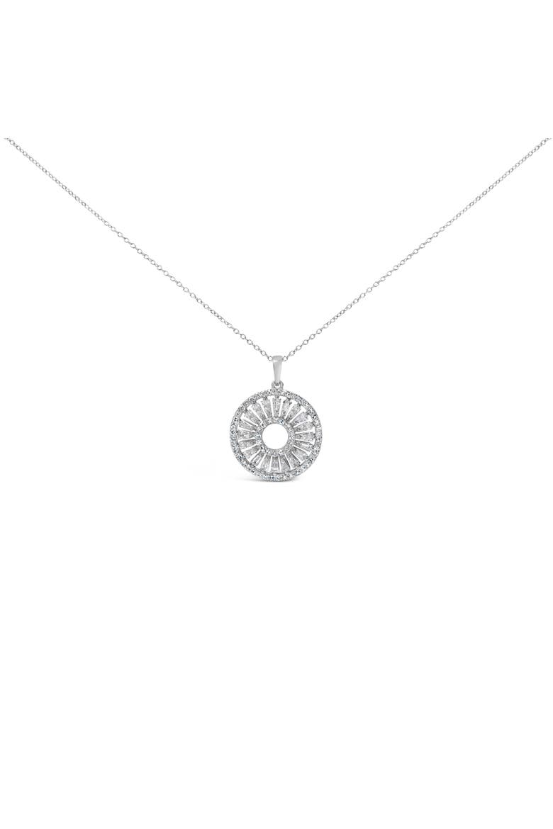 Sterling Silver 1 1/6 Cttw Diamond Openwork Medallion Pendant Necklace, Main, color, Silver