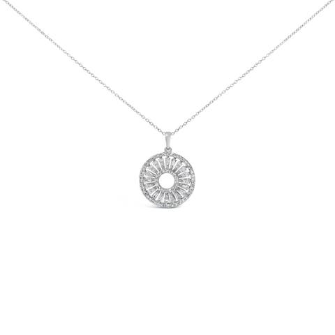 Sterling Silver 1 1/6 Cttw Diamond Openwork Medallion Pendant Necklace