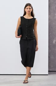 NEXT Textured Sleeveless Cotton Blend Button-Up Top