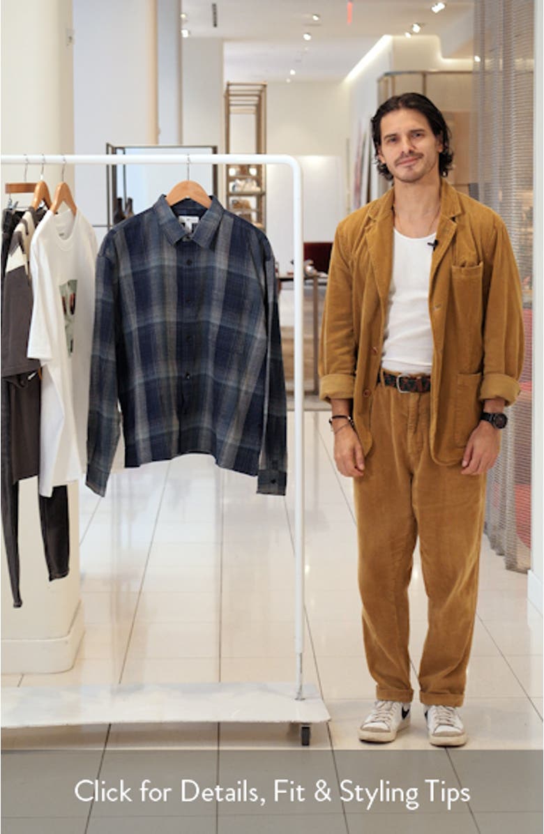 Plaid Boxy Cotton Flannel Button-Up Shirt, sales video thumbnail