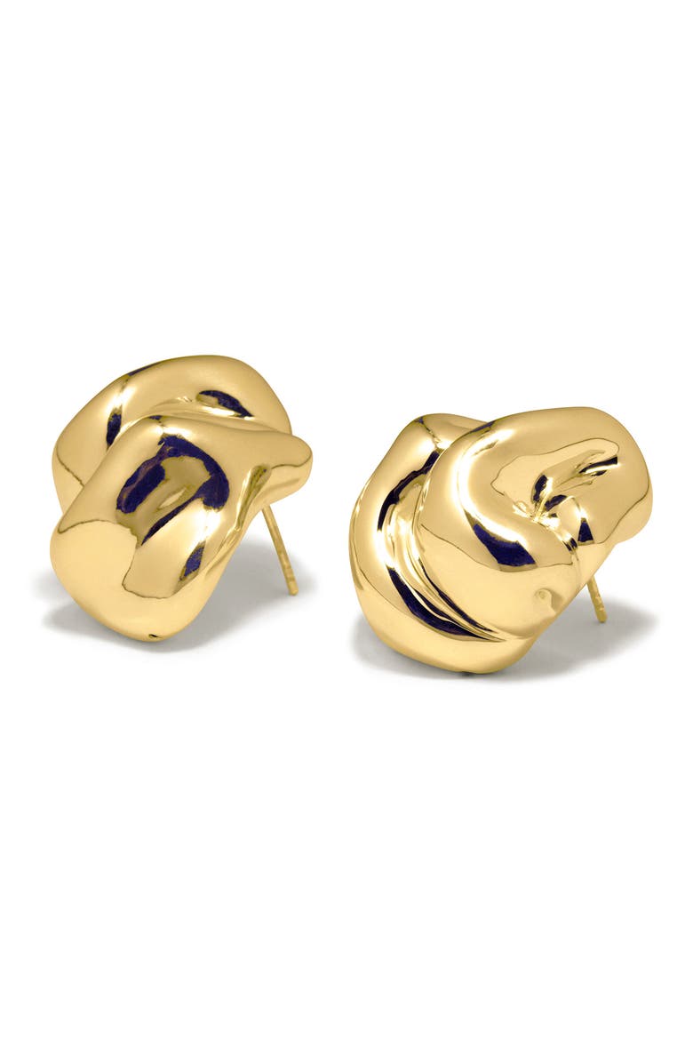 Sculptural Inflated Stud Earrings, Alternate, color, 18CT GOLD PLATED