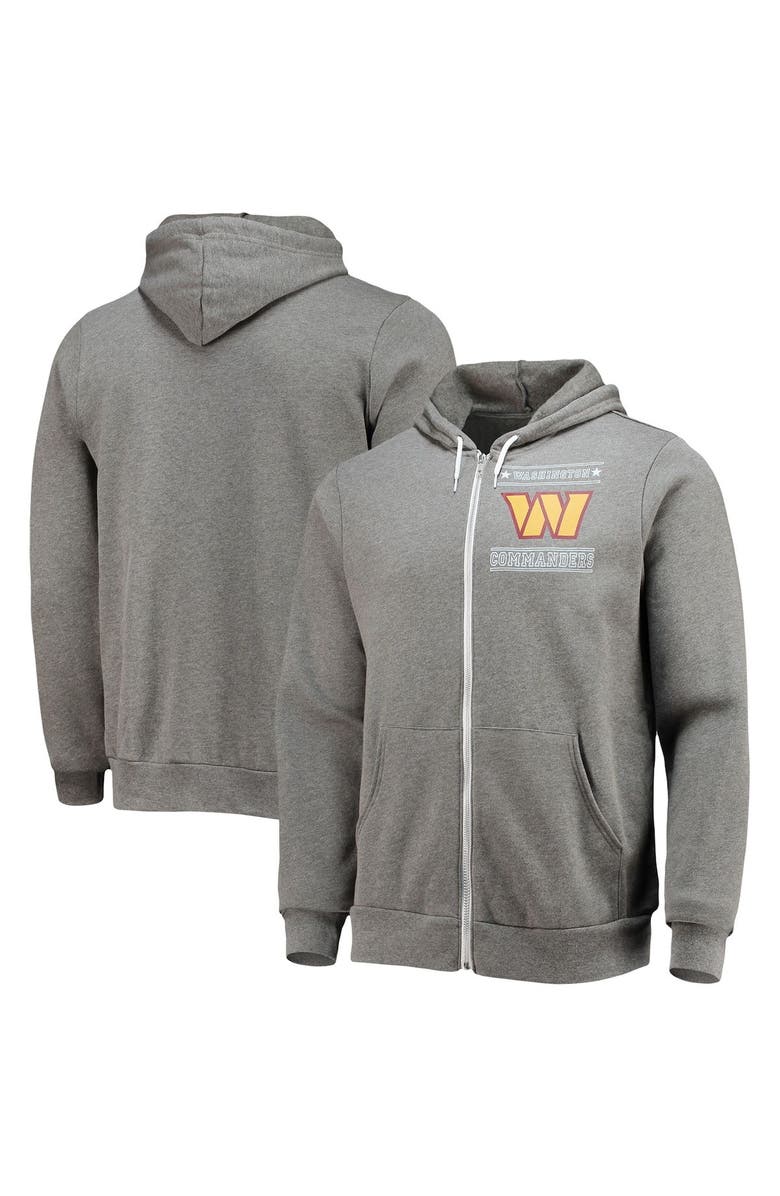 NFL X DARIUS RUCKER Men's NFL x Darius Rucker Collection by Fanatics Heathered Charcoal Washington Commanders Sponge Fleece Full-Zip Hoodie, Main, color, 