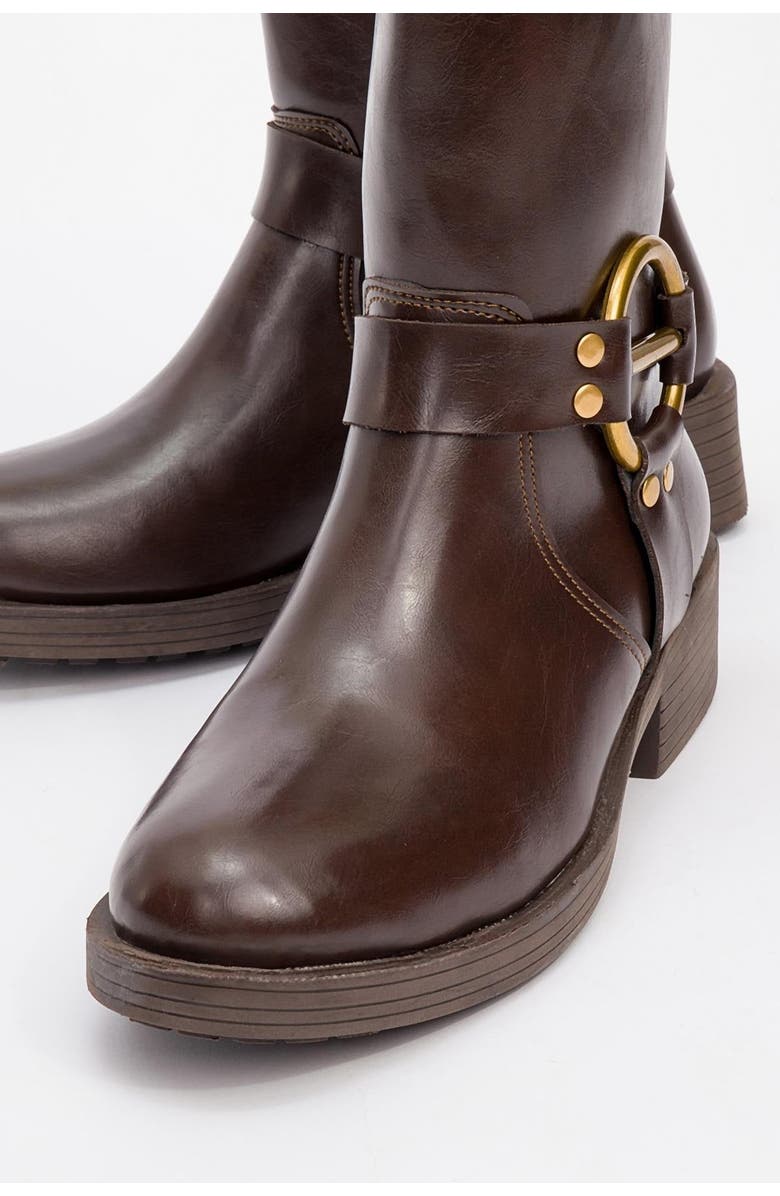 Prologue Shoes Fies Buckled Boot, Alternate, color, Brown Faux Leather