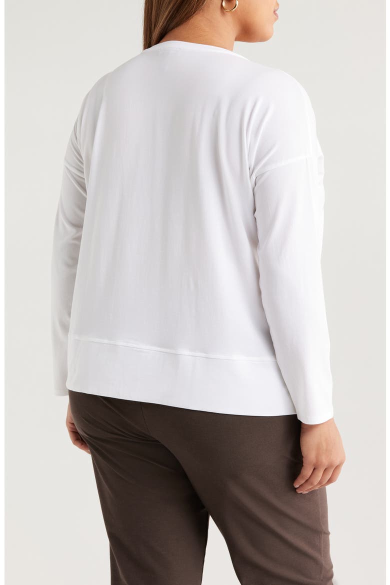 Boxy Long Sleeve V-Neck Top, Alternate, color, WHITE