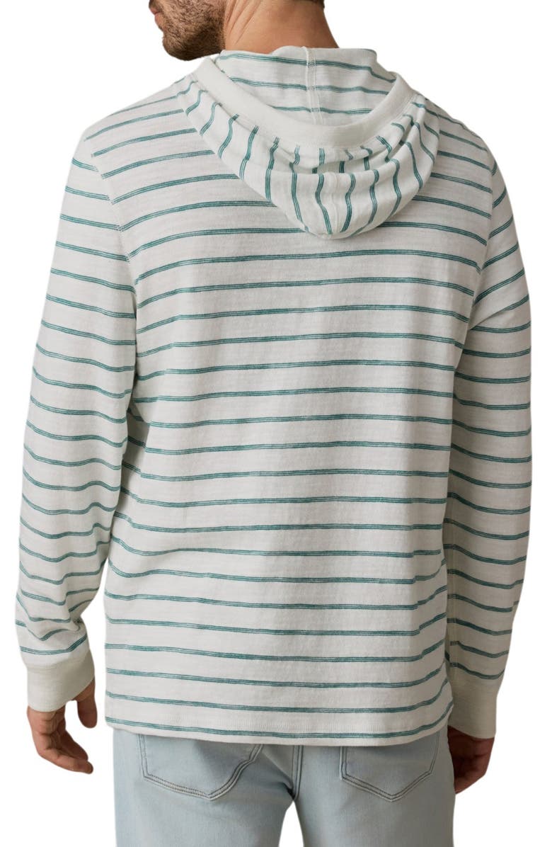 Faherty Sunwashed Organic Cotton Slub Hoodie, Alternate, color, White Biscayne Stripe