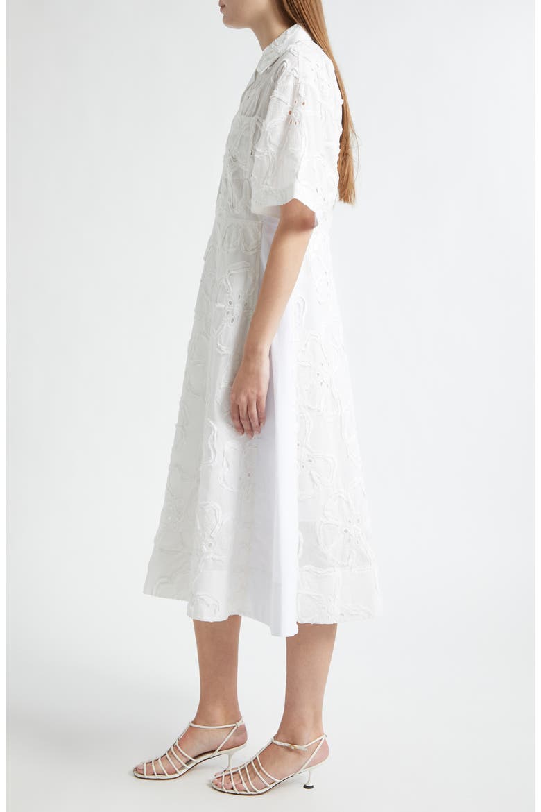 Floral Appliqué Midi Shirtdress, Alternate, color, WHITE