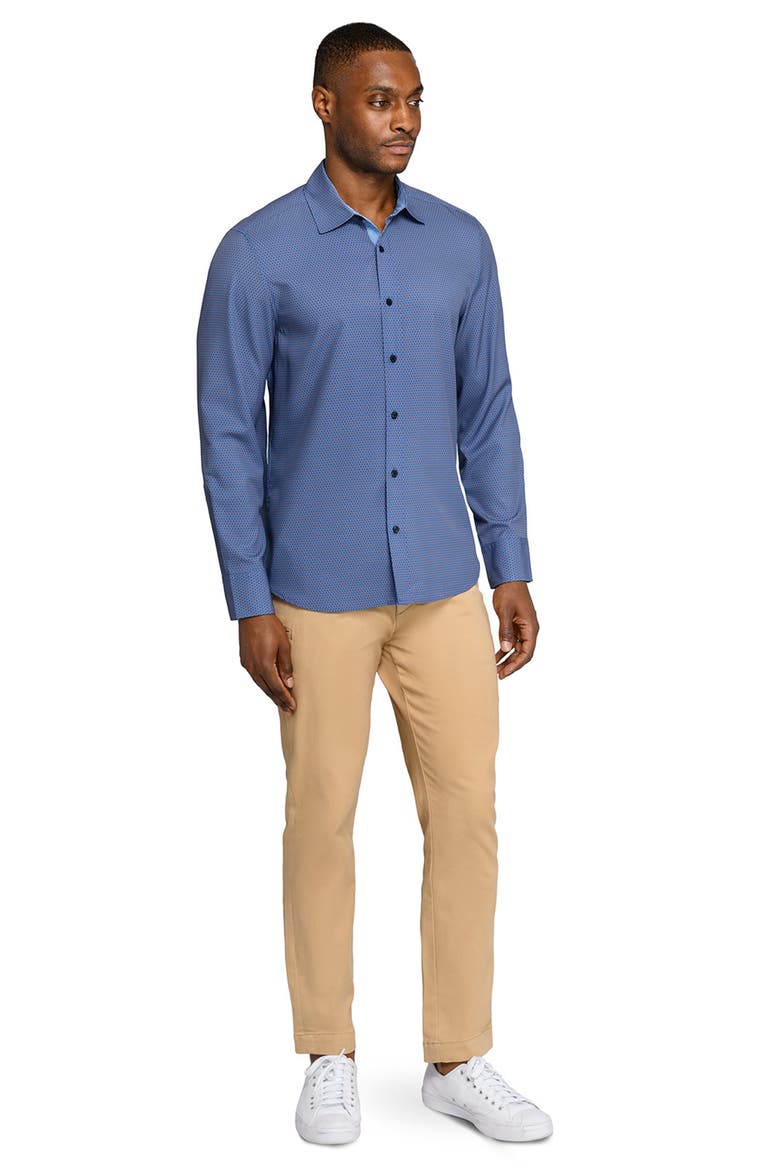 Hexagon Geo Woven Long Sleeve Basic, Alternate, color, ORANGE/BLUE