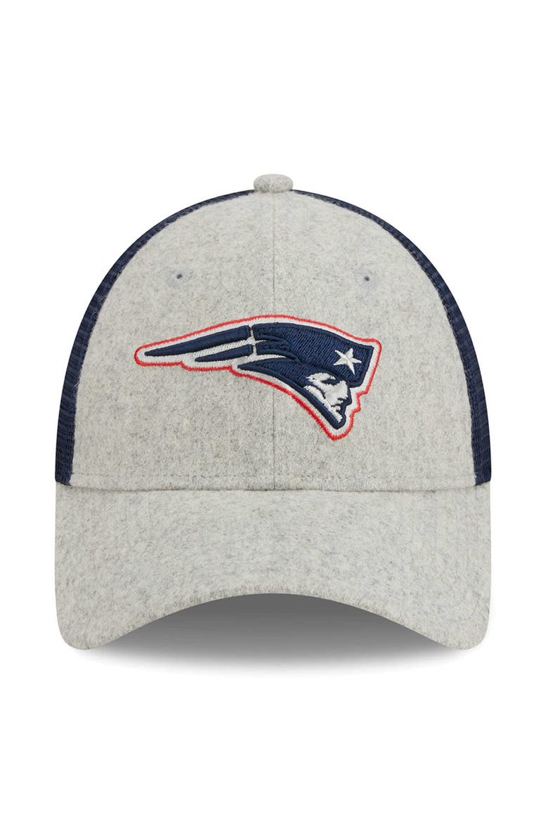 New Era Men's New Era Heather Gray/Navy New England Patriots Pop Trucker 9FORTY Adjustable Hat, Alternate, color, 