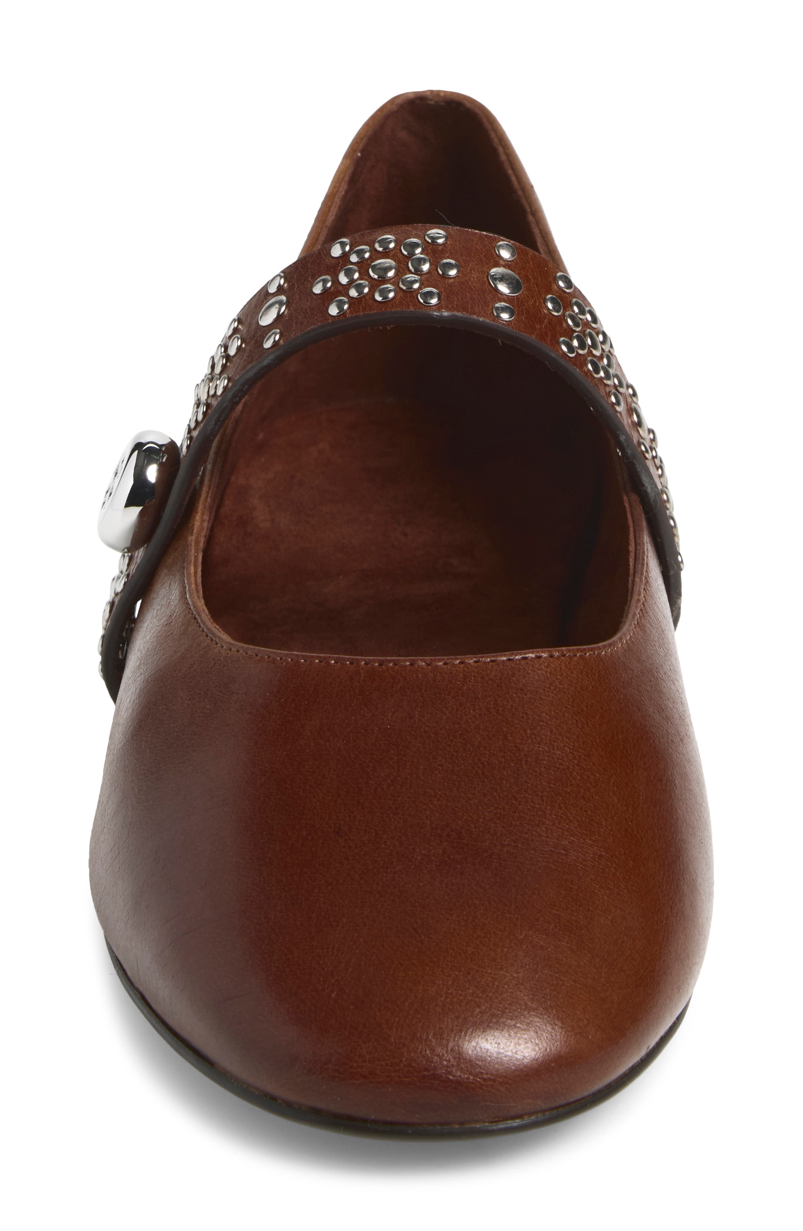 Romy Stud Leather Mary Jane Flat, Alternate, color, COGNAC