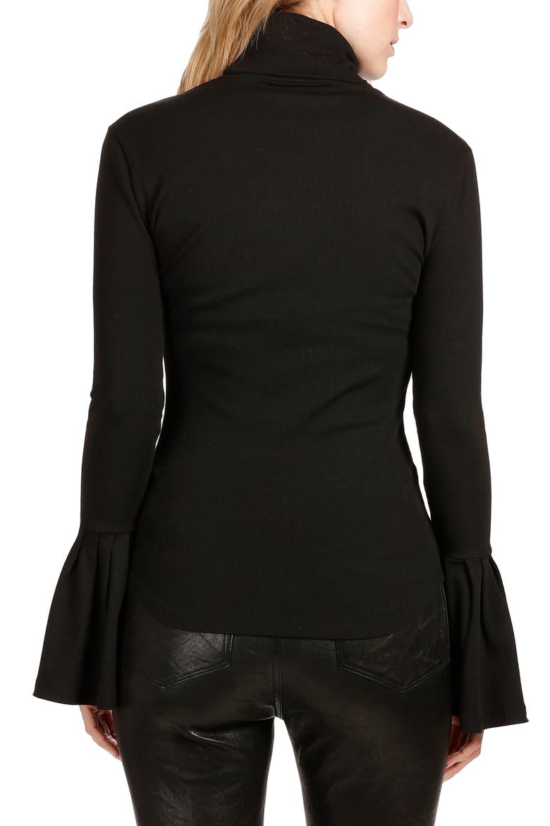 Kenzie Bell Sleeve Turtleneck, Alternate, color, BLACK