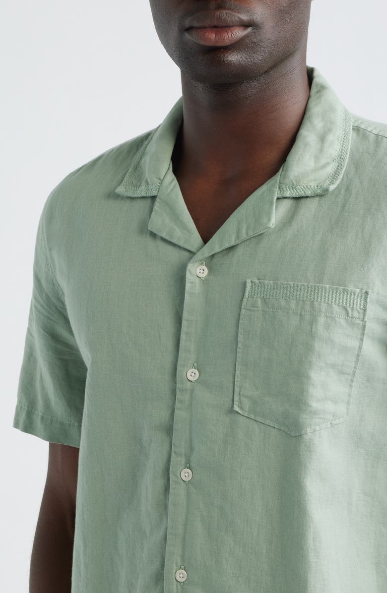 AG Foster Linen & Cotton Camp Shirt, Alternate, color, Faded Moss